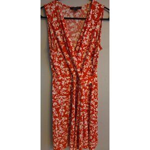 HAIL3Y:23 Faux Wrap Red Dress with White Leaf Pattern Women's Size Medium
